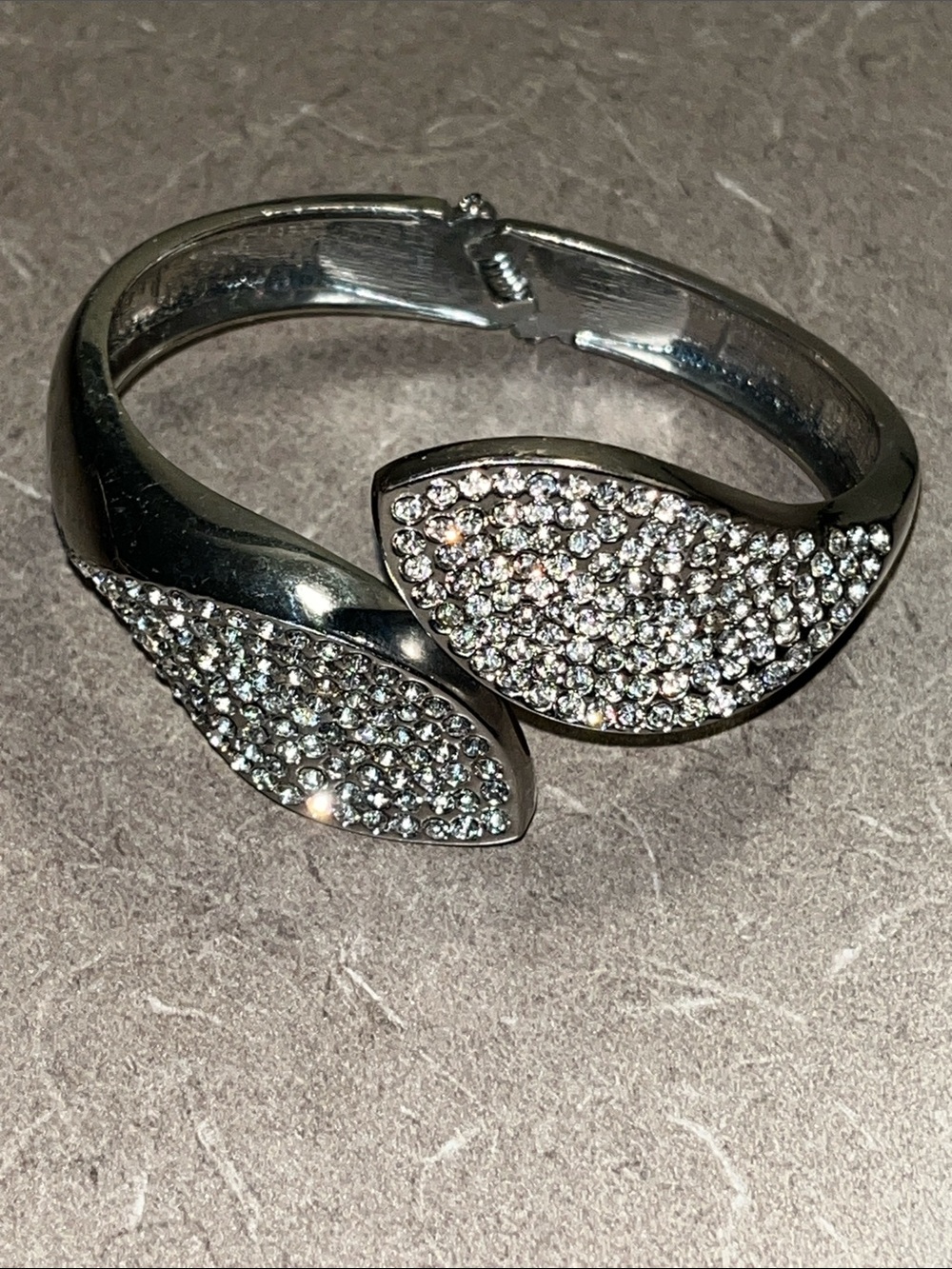 Sparkling Silver Crystal Pavé Cuff Bracelet - hinged to open